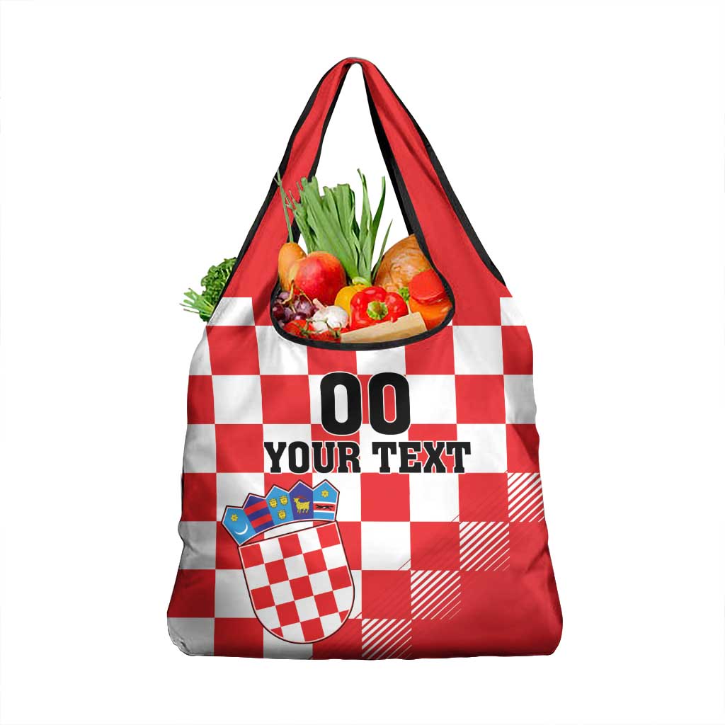 Custom Croatia Checkerboard Grocery Bag With Coat Of Arms