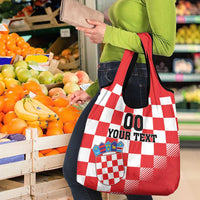 Custom Croatia Checkerboard Grocery Bag With Coat Of Arms