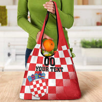 Custom Croatia Checkerboard Grocery Bag With Coat Of Arms