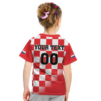 Custom Croatia Checkerboard Kid T Shirt With Coat Of Arms - Wonder Print Shop
