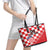 Custom Croatia Checkerboard Leather Tote Bag With Coat Of Arms - Wonder Print Shop