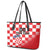 Custom Croatia Checkerboard Leather Tote Bag With Coat Of Arms - Wonder Print Shop
