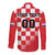 Custom Croatia Checkerboard Long Sleeve Button Shirt With Coat Of Arms - Wonder Print Shop