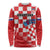 Custom Croatia Checkerboard Long Sleeve Shirt With Coat Of Arms - Wonder Print Shop