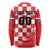 Custom Croatia Checkerboard Long Sleeve Shirt With Coat Of Arms - Wonder Print Shop