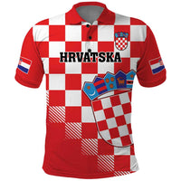 Custom Croatia Checkerboard Polo Shirt With Coat Of Arms - Wonder Print Shop