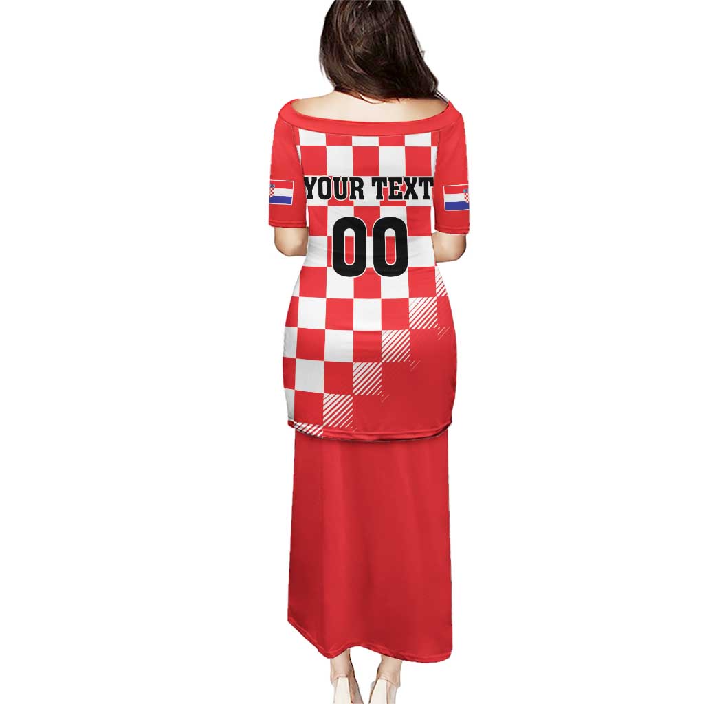 Custom Croatia Checkerboard Puletasi With Coat Of Arms - Wonder Print Shop