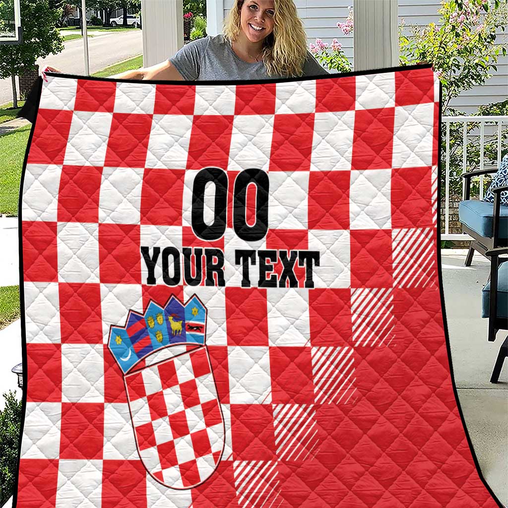 Custom Croatia Checkerboard Quilt With Coat Of Arms - Wonder Print Shop