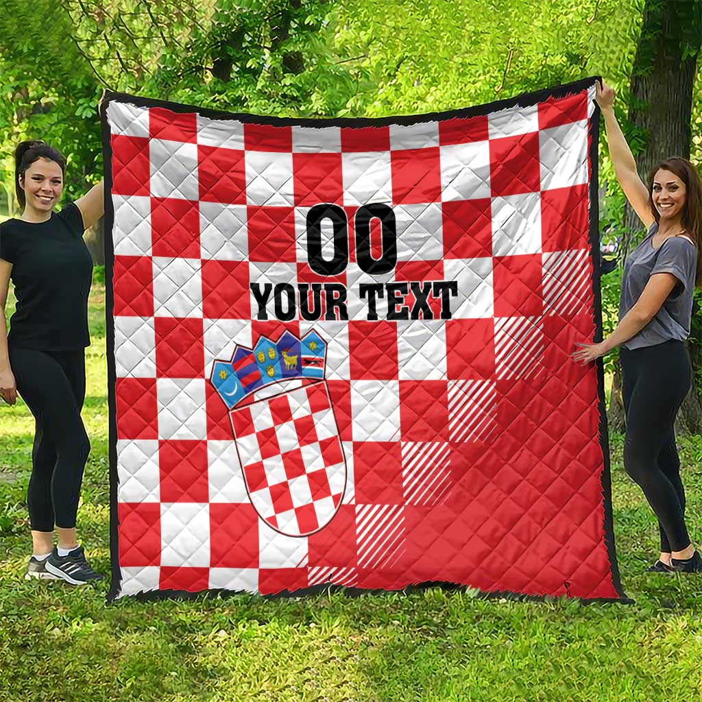 Custom Croatia Checkerboard Quilt With Coat Of Arms - Wonder Print Shop