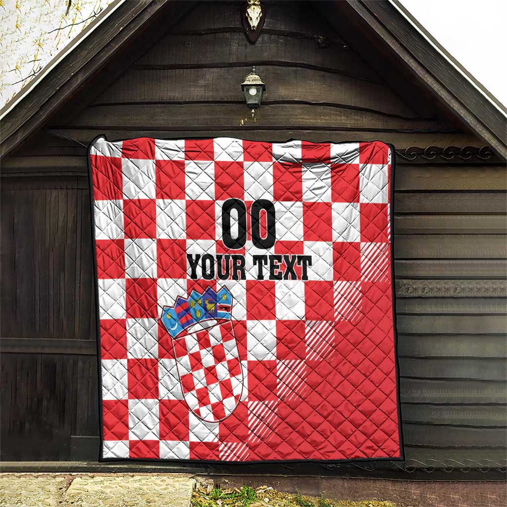 Custom Croatia Checkerboard Quilt With Coat Of Arms - Wonder Print Shop