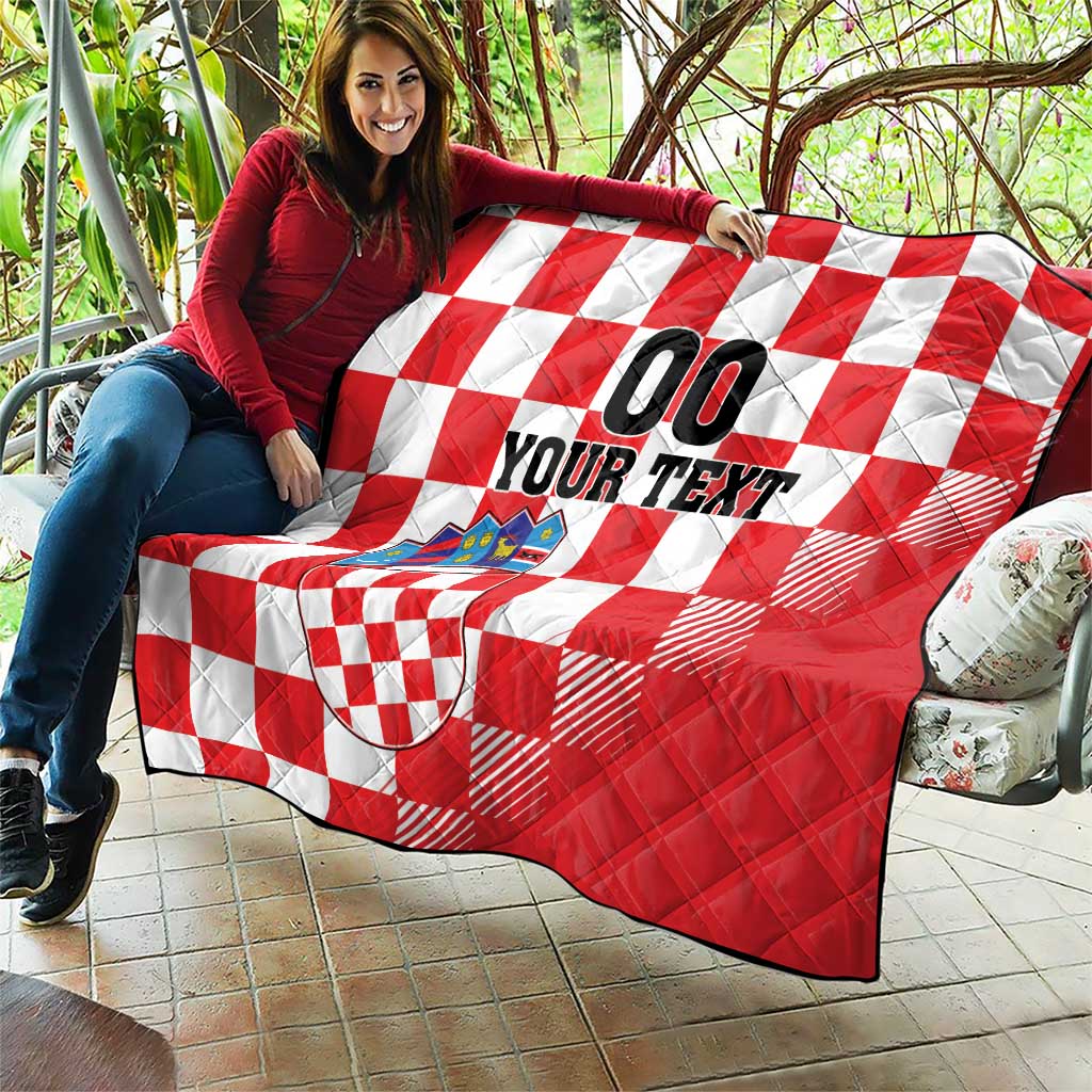 Custom Croatia Checkerboard Quilt With Coat Of Arms - Wonder Print Shop