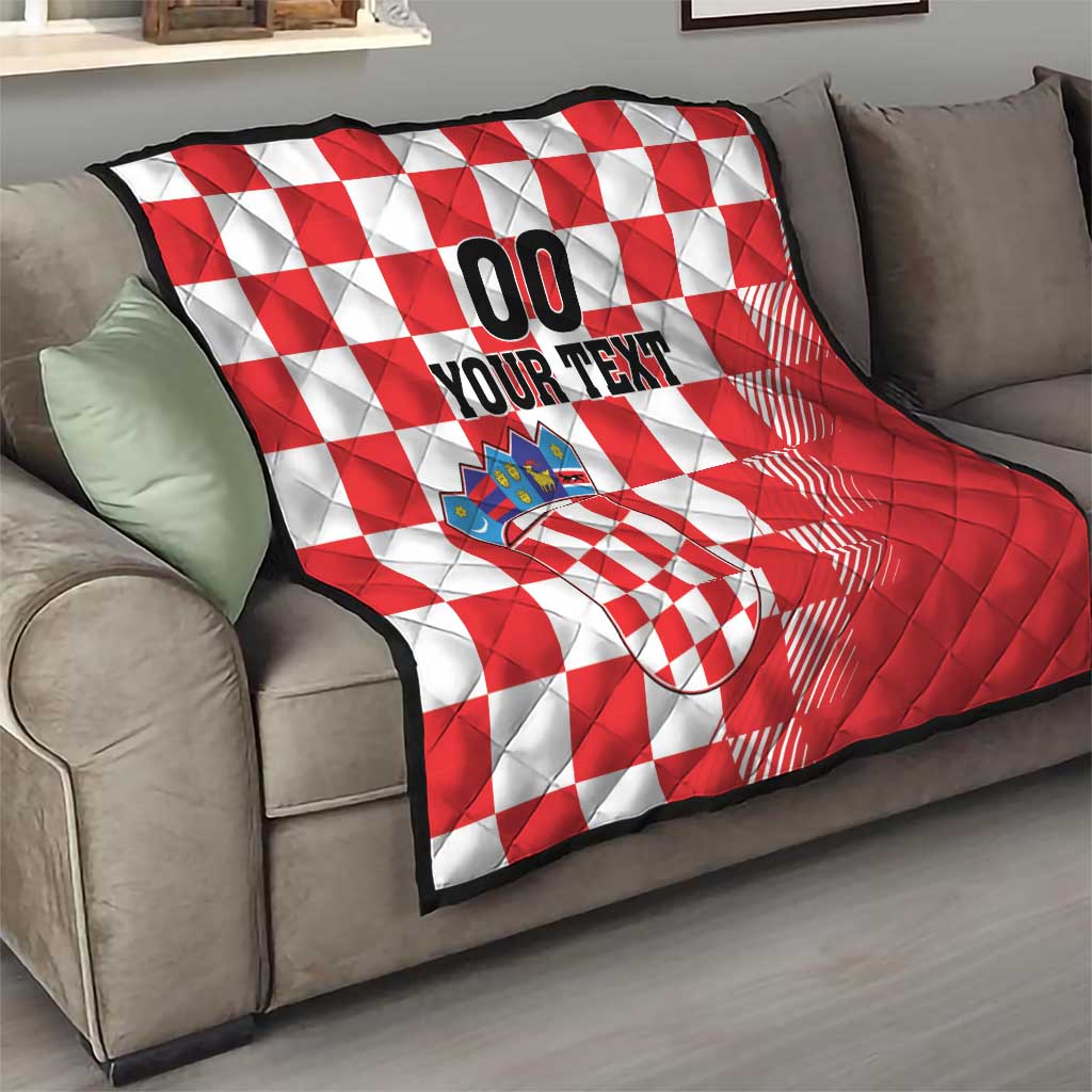 Custom Croatia Checkerboard Quilt With Coat Of Arms - Wonder Print Shop