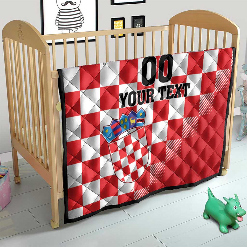 Custom Croatia Checkerboard Quilt With Coat Of Arms - Wonder Print Shop