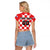 Custom Croatia Checkerboard Raglan Cropped T Shirt With Coat Of Arms - Wonder Print Shop