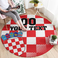 Custom Croatia Checkerboard Round Carpet With Coat Of Arms