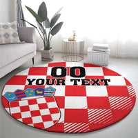 Custom Croatia Checkerboard Round Carpet With Coat Of Arms