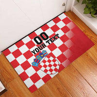 Custom Croatia Checkerboard Rubber Doormat With Coat Of Arms - Wonder Print Shop