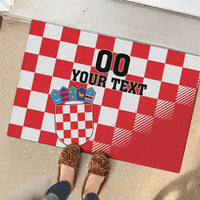 Custom Croatia Checkerboard Rubber Doormat With Coat Of Arms - Wonder Print Shop