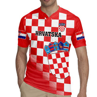 Custom Croatia Checkerboard Rugby Jersey With Coat Of Arms - Wonder Print Shop