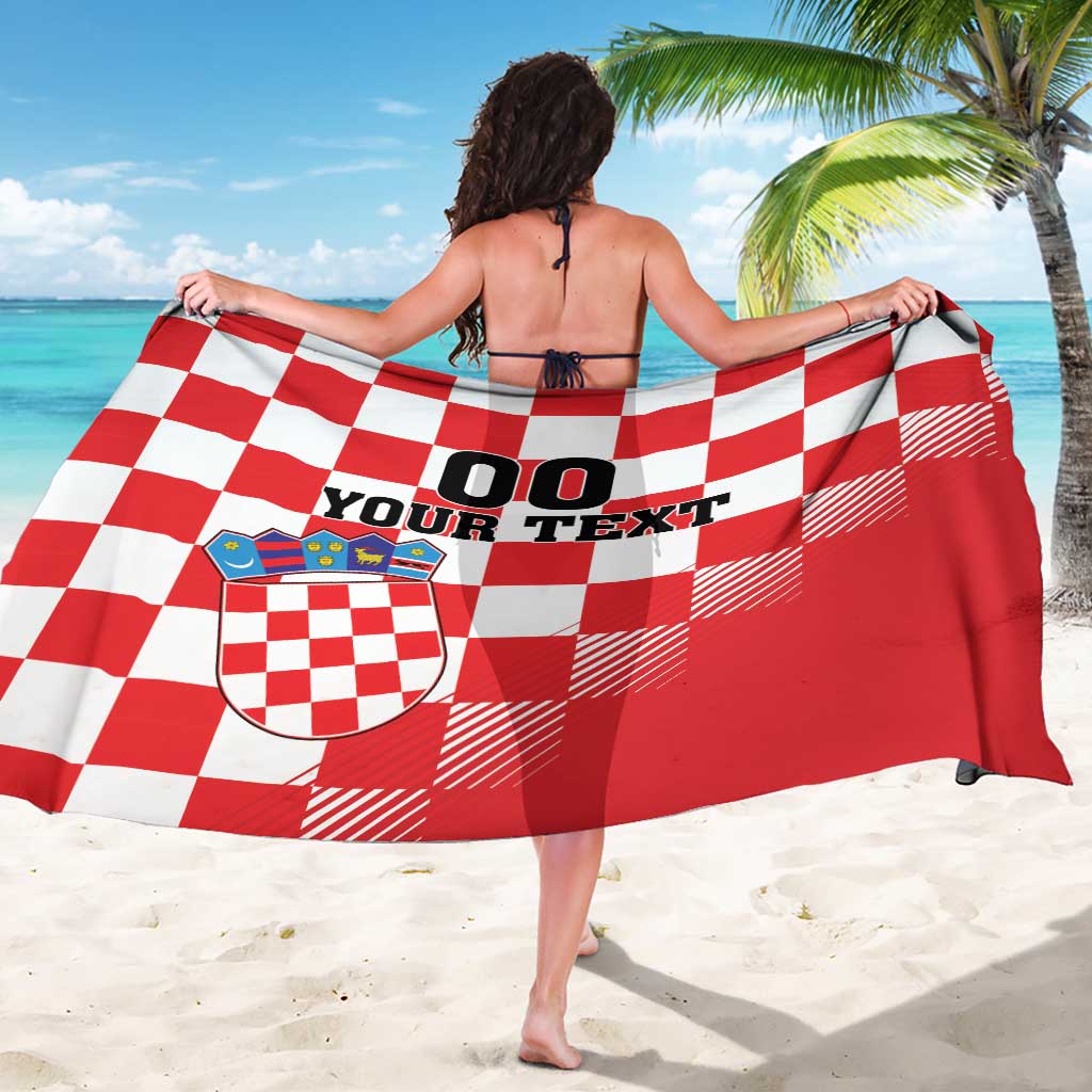 Custom Croatia Checkerboard Sarong With Coat Of Arms - Wonder Print Shop