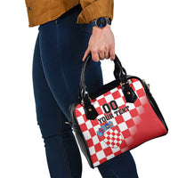 Custom Croatia Checkerboard Shoulder Handbag With Coat Of Arms
