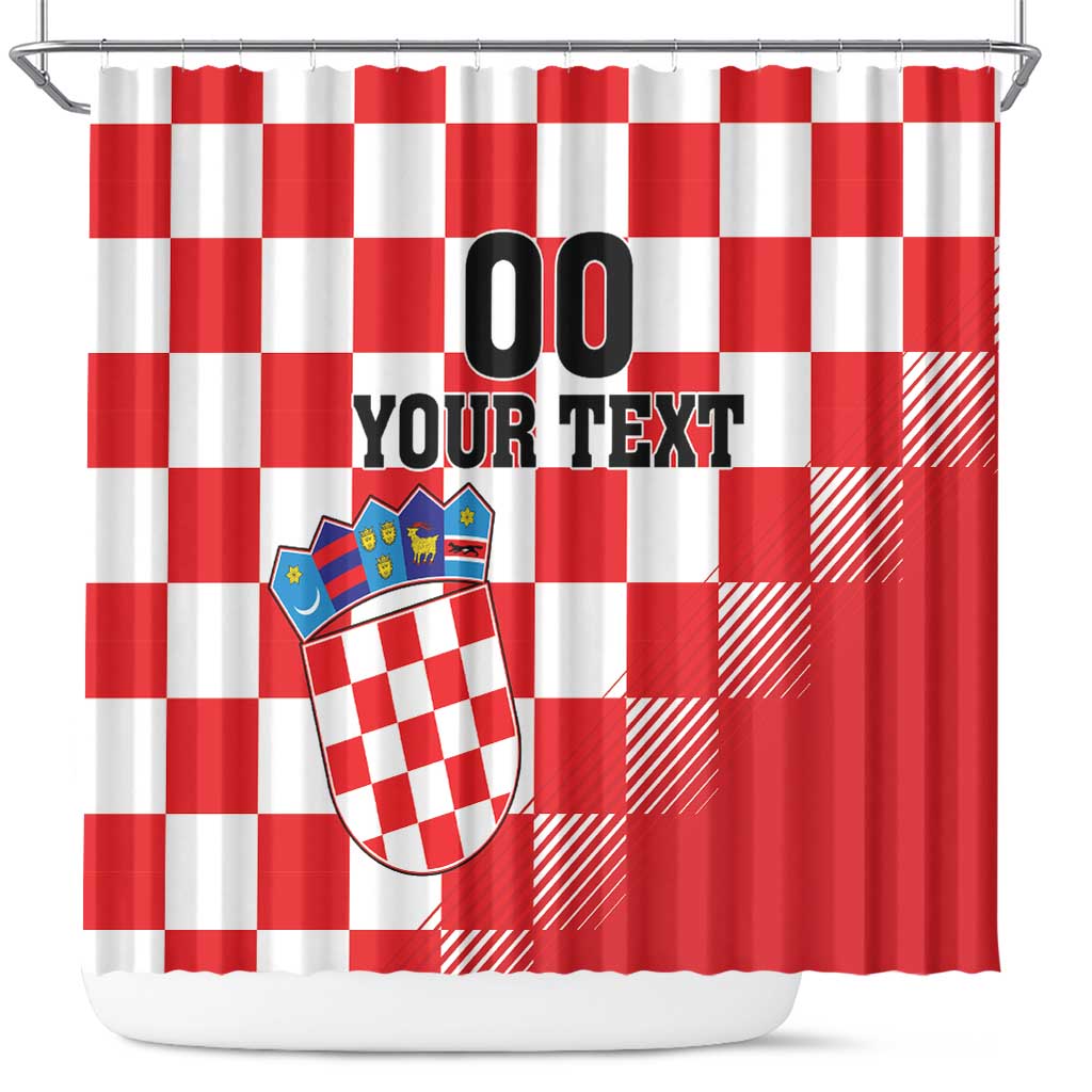 Custom Croatia Checkerboard Shower Curtain With Coat Of Arms