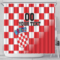 Custom Croatia Checkerboard Shower Curtain With Coat Of Arms
