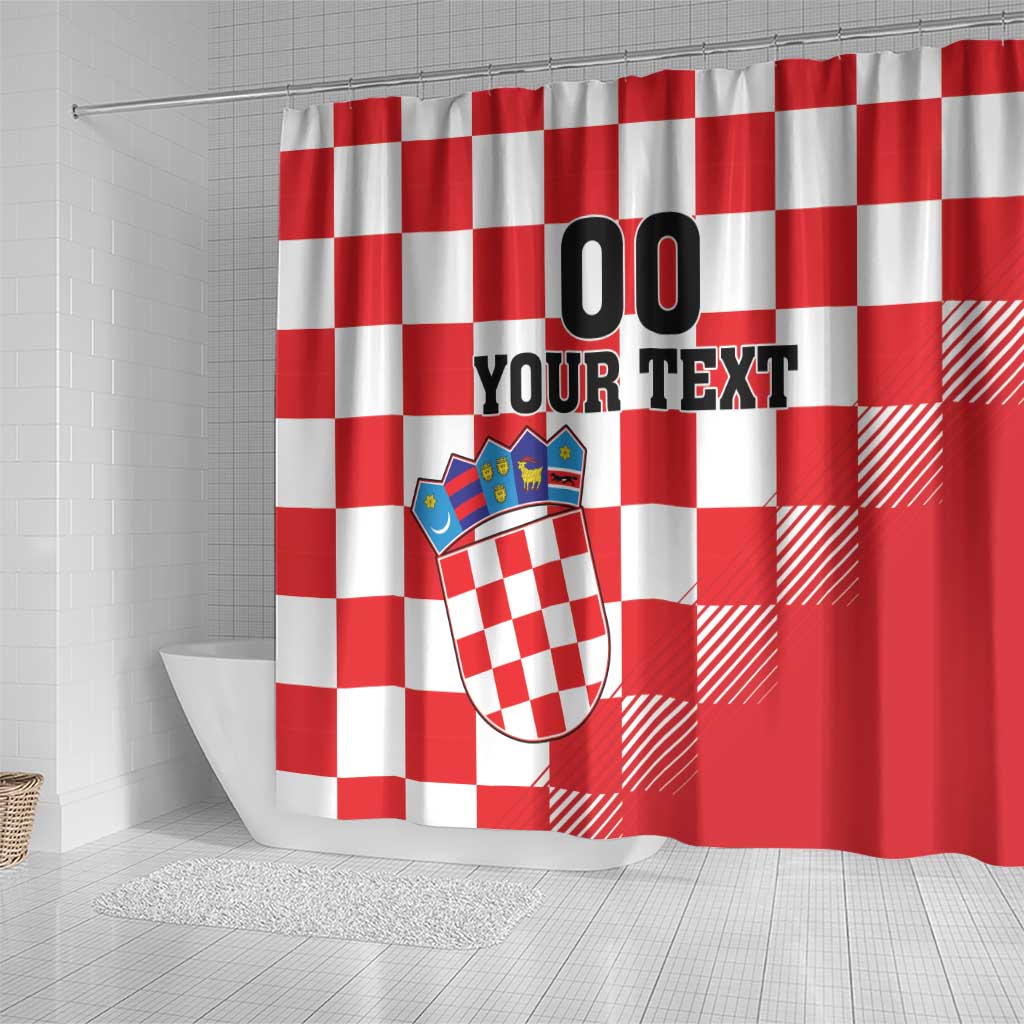 Custom Croatia Checkerboard Shower Curtain With Coat Of Arms