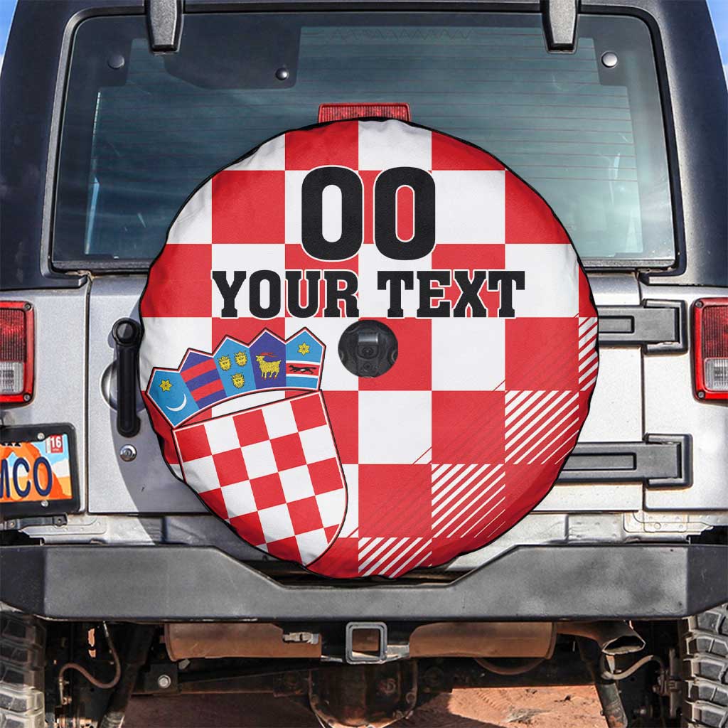 Custom Croatia Checkerboard Spare Tire Cover With Coat Of Arms - Wonder Print Shop