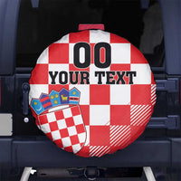 Custom Croatia Checkerboard Spare Tire Cover With Coat Of Arms - Wonder Print Shop