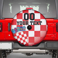 Custom Croatia Checkerboard Spare Tire Cover With Coat Of Arms - Wonder Print Shop