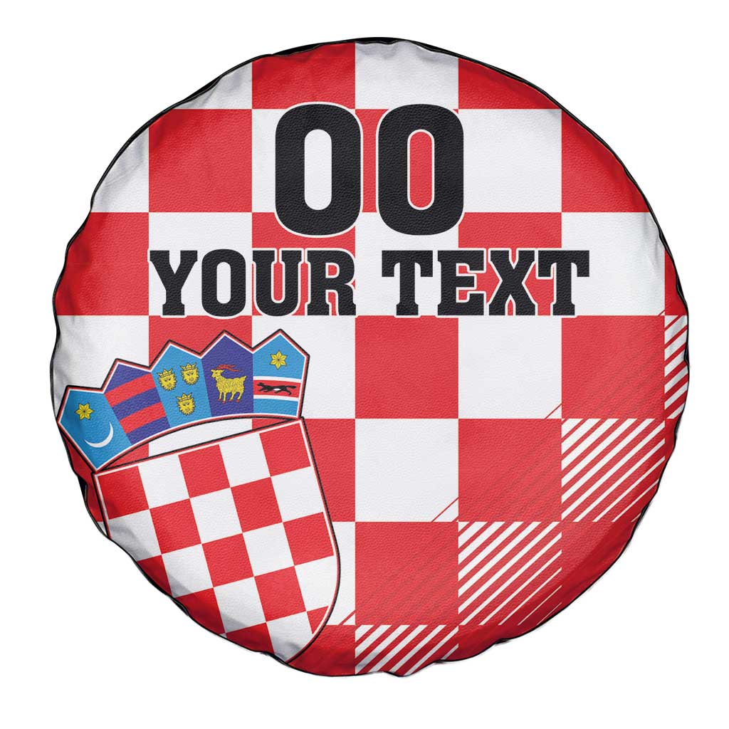 Custom Croatia Checkerboard Spare Tire Cover With Coat Of Arms - Wonder Print Shop