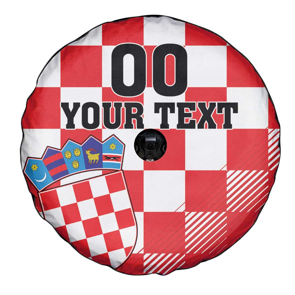 Custom Croatia Checkerboard Spare Tire Cover With Coat Of Arms - Wonder Print Shop