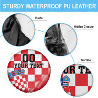 Custom Croatia Checkerboard Spare Tire Cover With Coat Of Arms - Wonder Print Shop