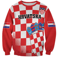 Custom Croatia Checkerboard Sweatshirt With Coat Of Arms - Wonder Print Shop