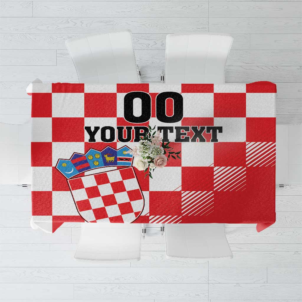 Custom Croatia Checkerboard Tablecloth With Coat Of Arms - Wonder Print Shop