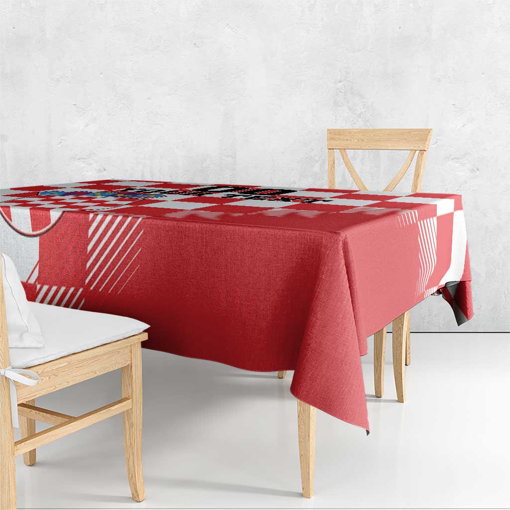 Custom Croatia Checkerboard Tablecloth With Coat Of Arms - Wonder Print Shop