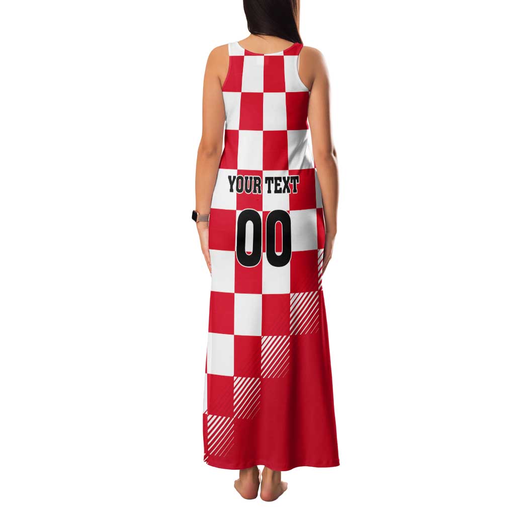 Custom Croatia Checkerboard Tank Maxi Dress With Coat Of Arms - Wonder Print Shop