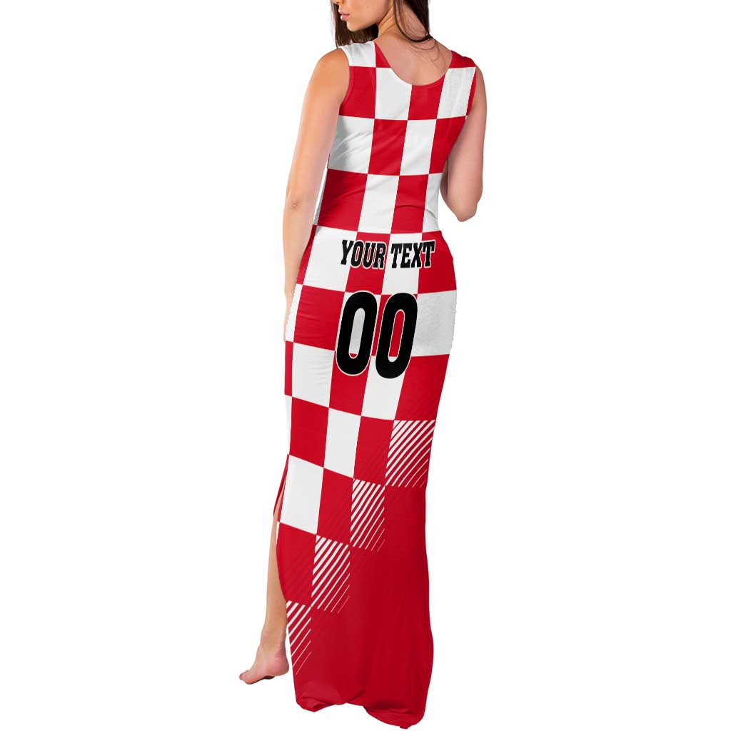 Custom Croatia Checkerboard Tank Maxi Dress With Coat Of Arms - Wonder Print Shop