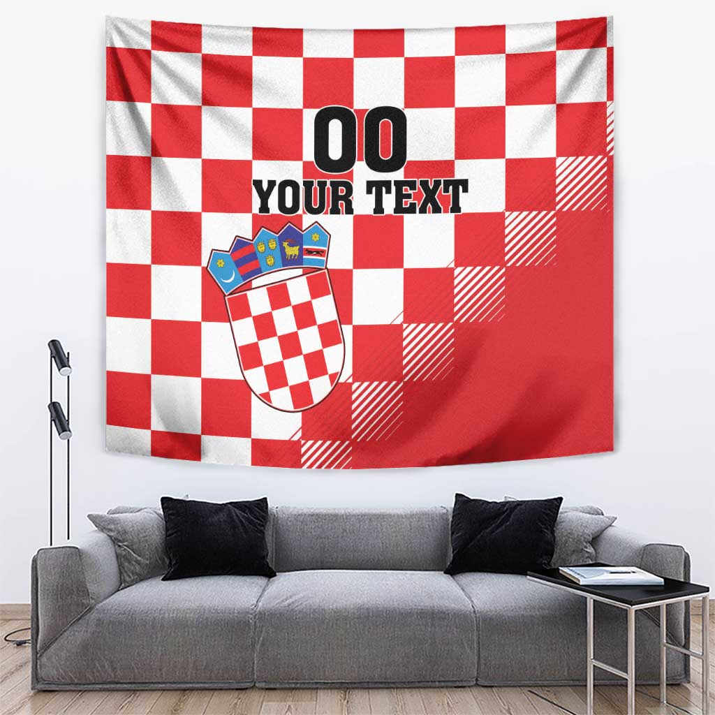 Custom Croatia Checkerboard Tapestry With Coat Of Arms - Wonder Print Shop