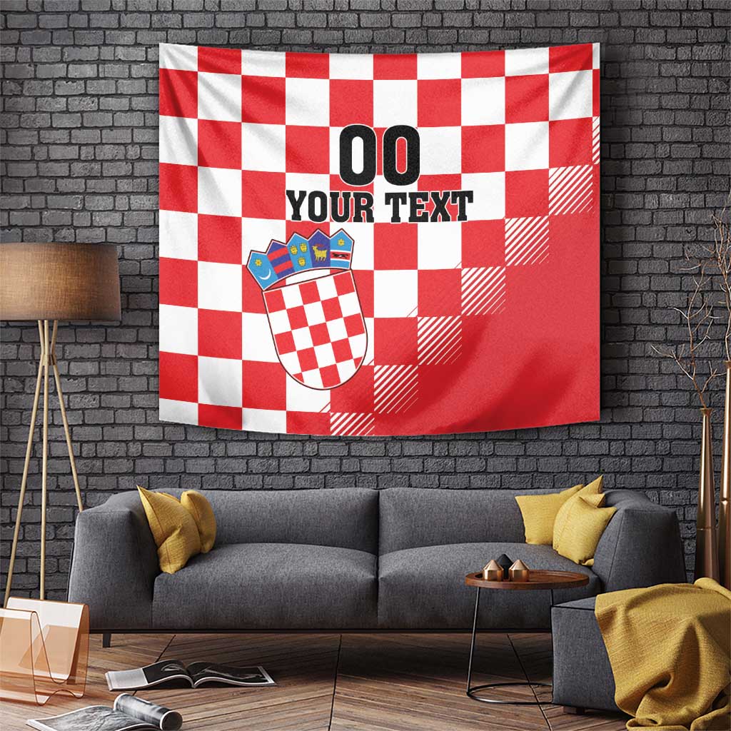Custom Croatia Checkerboard Tapestry With Coat Of Arms - Wonder Print Shop