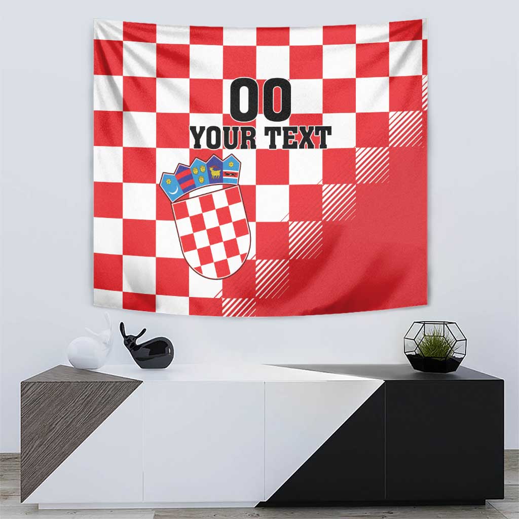 Custom Croatia Checkerboard Tapestry With Coat Of Arms - Wonder Print Shop