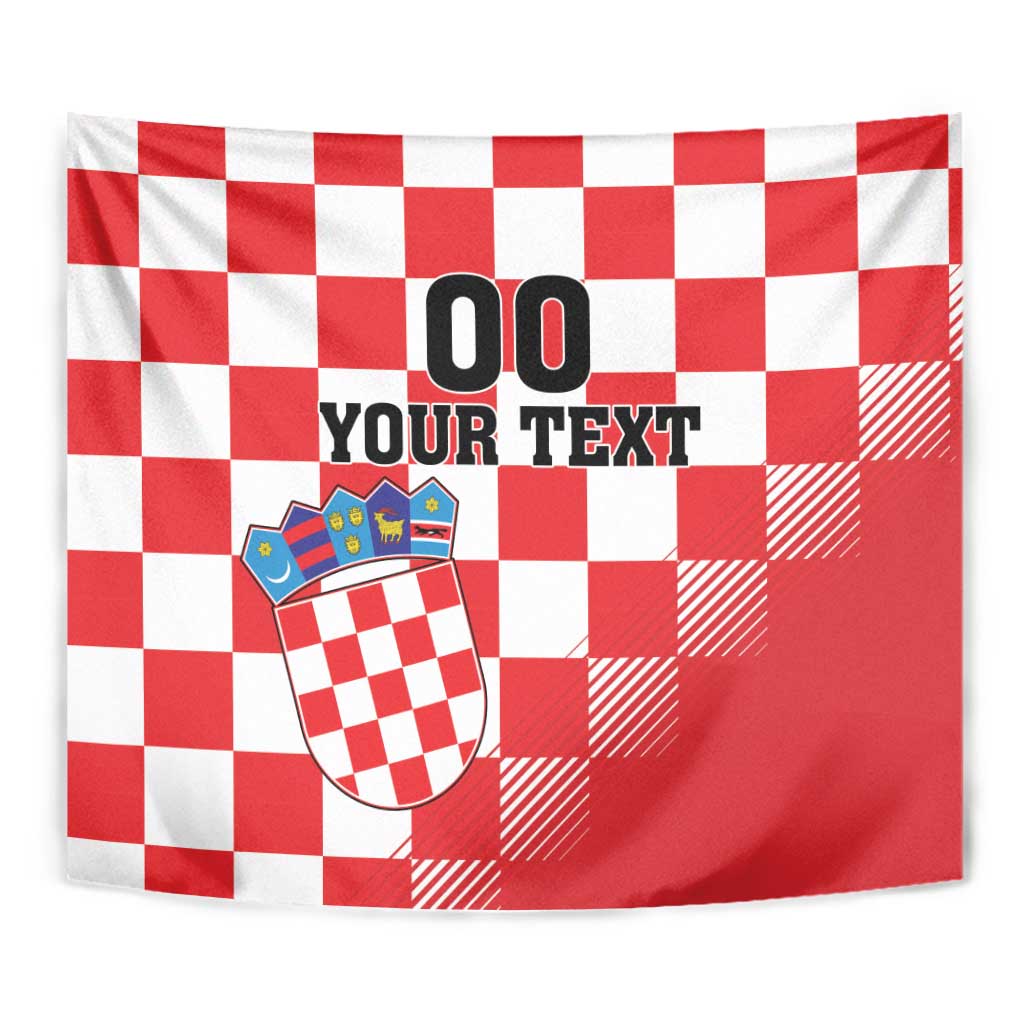 Custom Croatia Checkerboard Tapestry With Coat Of Arms - Wonder Print Shop