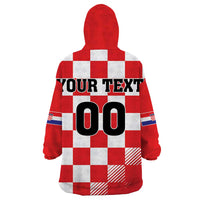 Custom Croatia Checkerboard Wearable Blanket Hoodie With Coat Of Arms - Wonder Print Shop