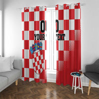 Custom Croatia Checkerboard Window Curtain With Coat Of Arms - Wonder Print Shop