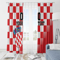 Custom Croatia Checkerboard Window Curtain With Coat Of Arms - Wonder Print Shop