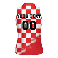 Custom Croatia Checkerboard Women Sleeveless Polo Shirt With Coat Of Arms - Wonder Print Shop