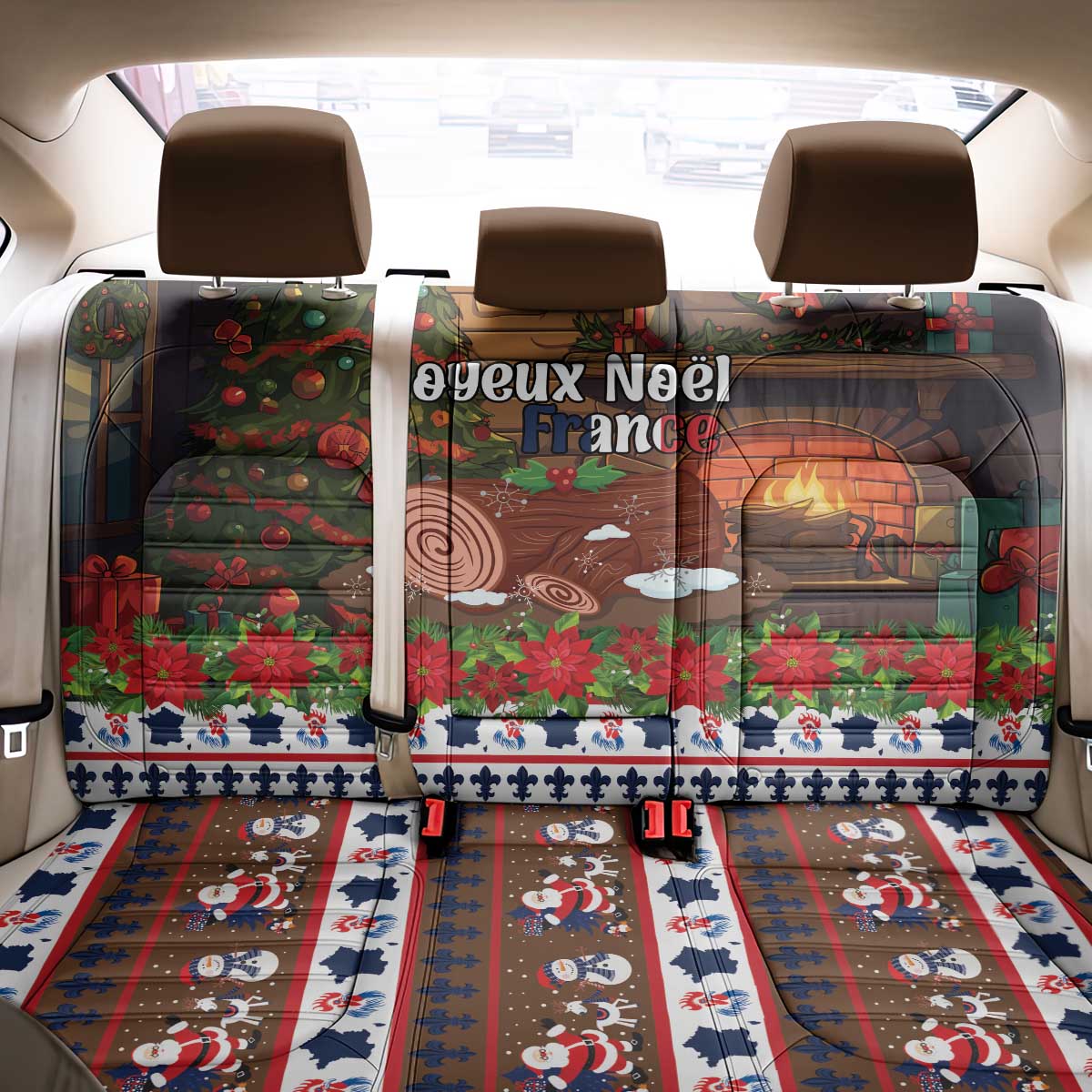 France Christmas Back Car Seat Cover Buche De Noel - Wonder Print Shop