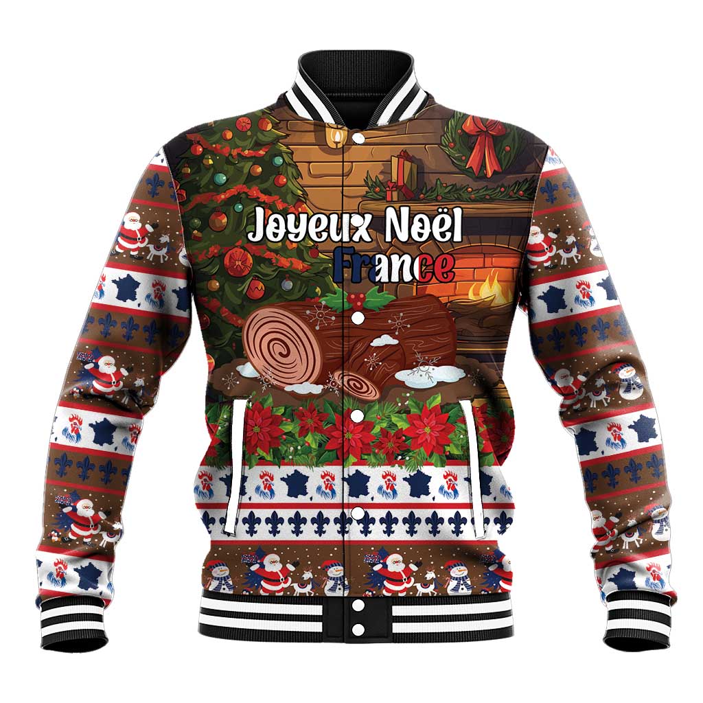 France Christmas Baseball Jacket Buche De Noel - Wonder Print Shop