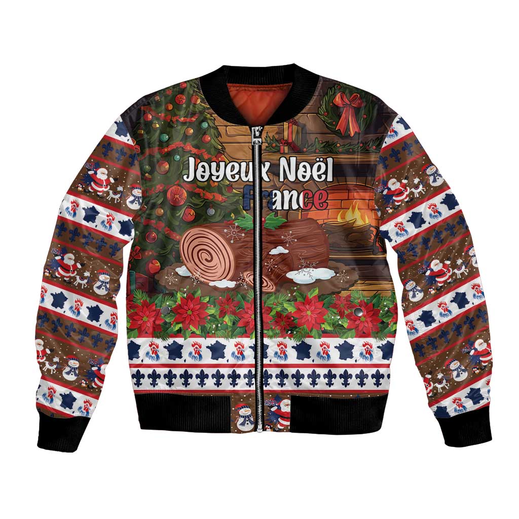 France Christmas Bomber Jacket Buche De Noel - Wonder Print Shop